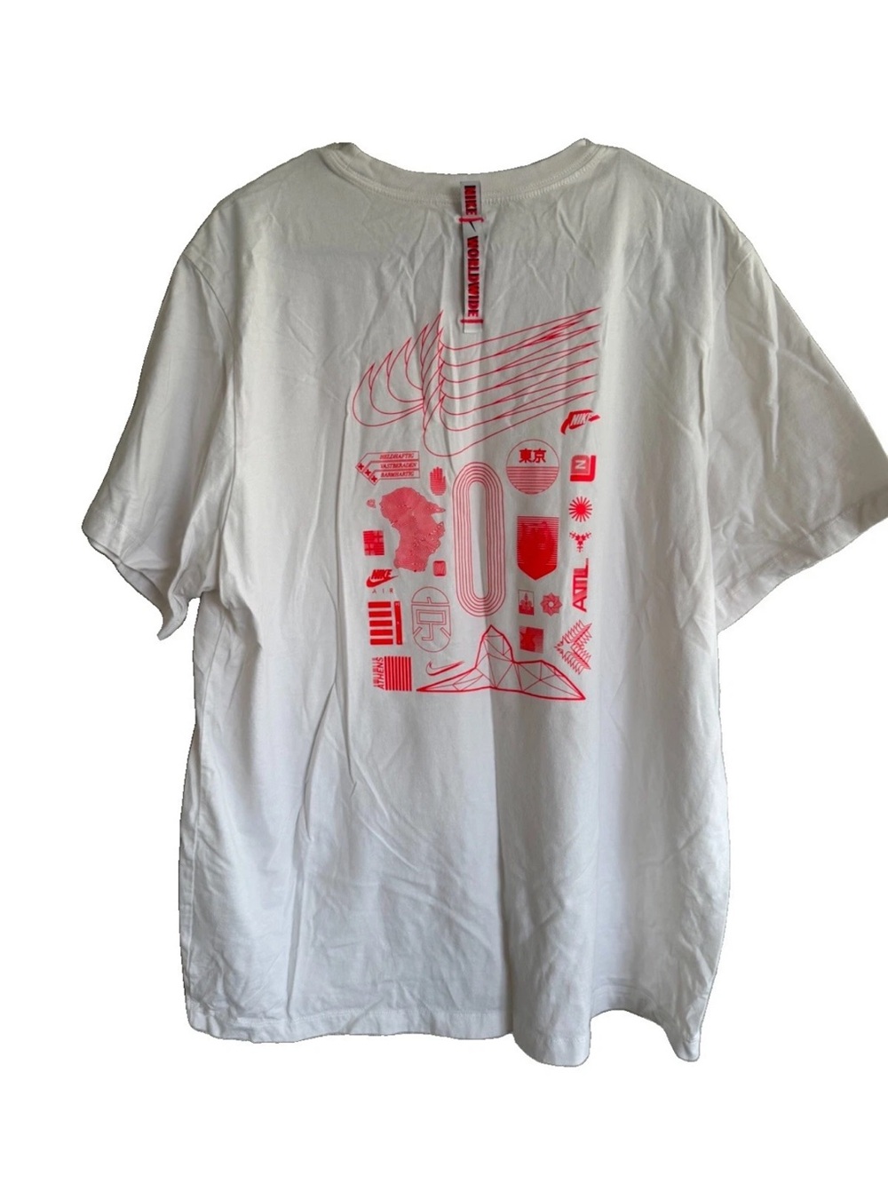 Nike Worldwide Tokyo Mens XXL White Red Green Graphic Crew Neck Short Sleeve